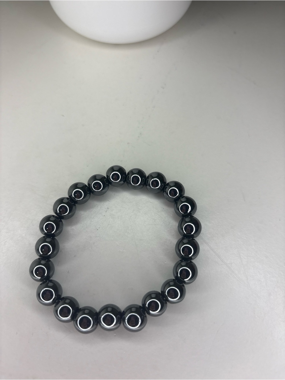 Vintage Metallic Hematite Stretch Bracelet Gunmetal Gray Minimalist Unisex